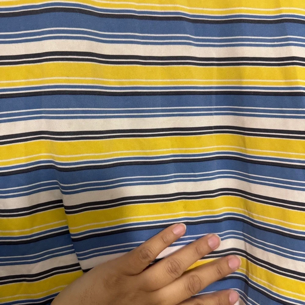 GARB Pebble Beach Boys Golf Striped Polo Shirt - Yellow & Blue